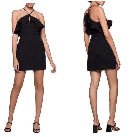 NWT BCBGeneration Asymmetrical Ruffle Halter Mini Dress Pink Rose Size 2 - Picture 9 of 9